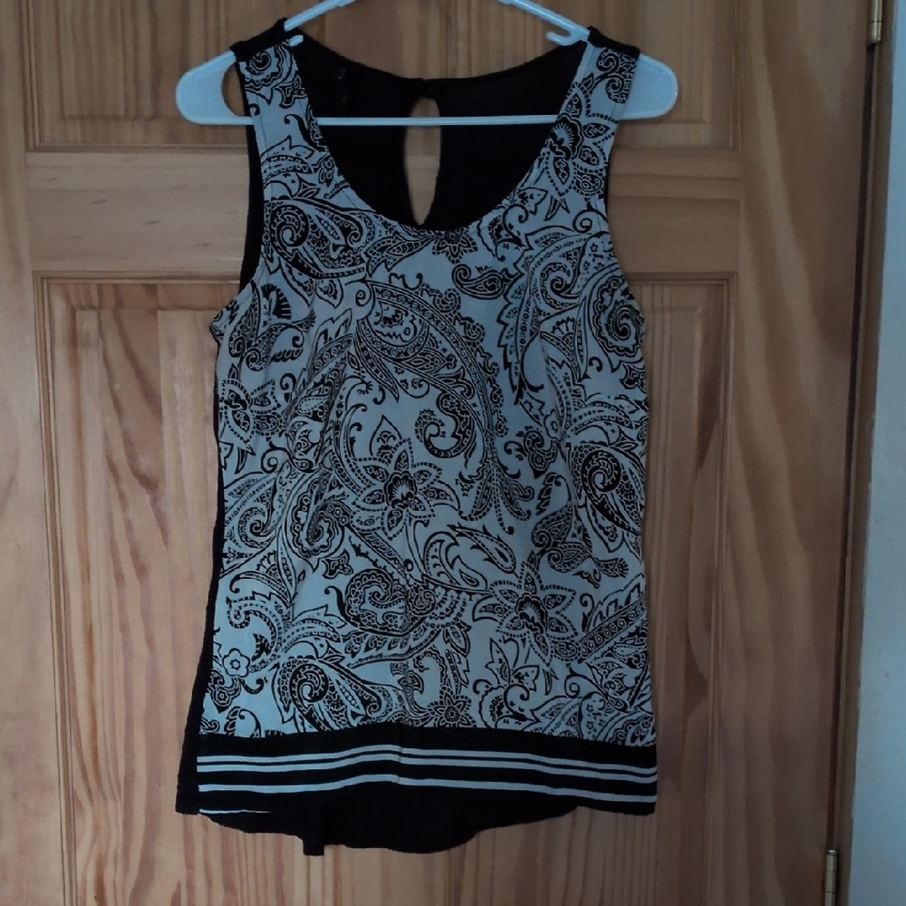 Maurices Black and Cream Paisley Blouse